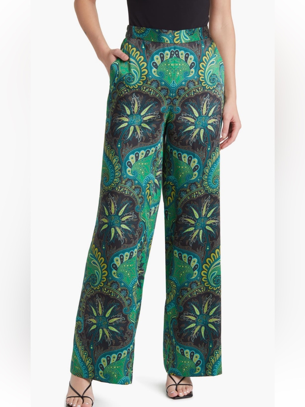 Kobi Halperin Paisley Print Wide Leg Pants Size XL